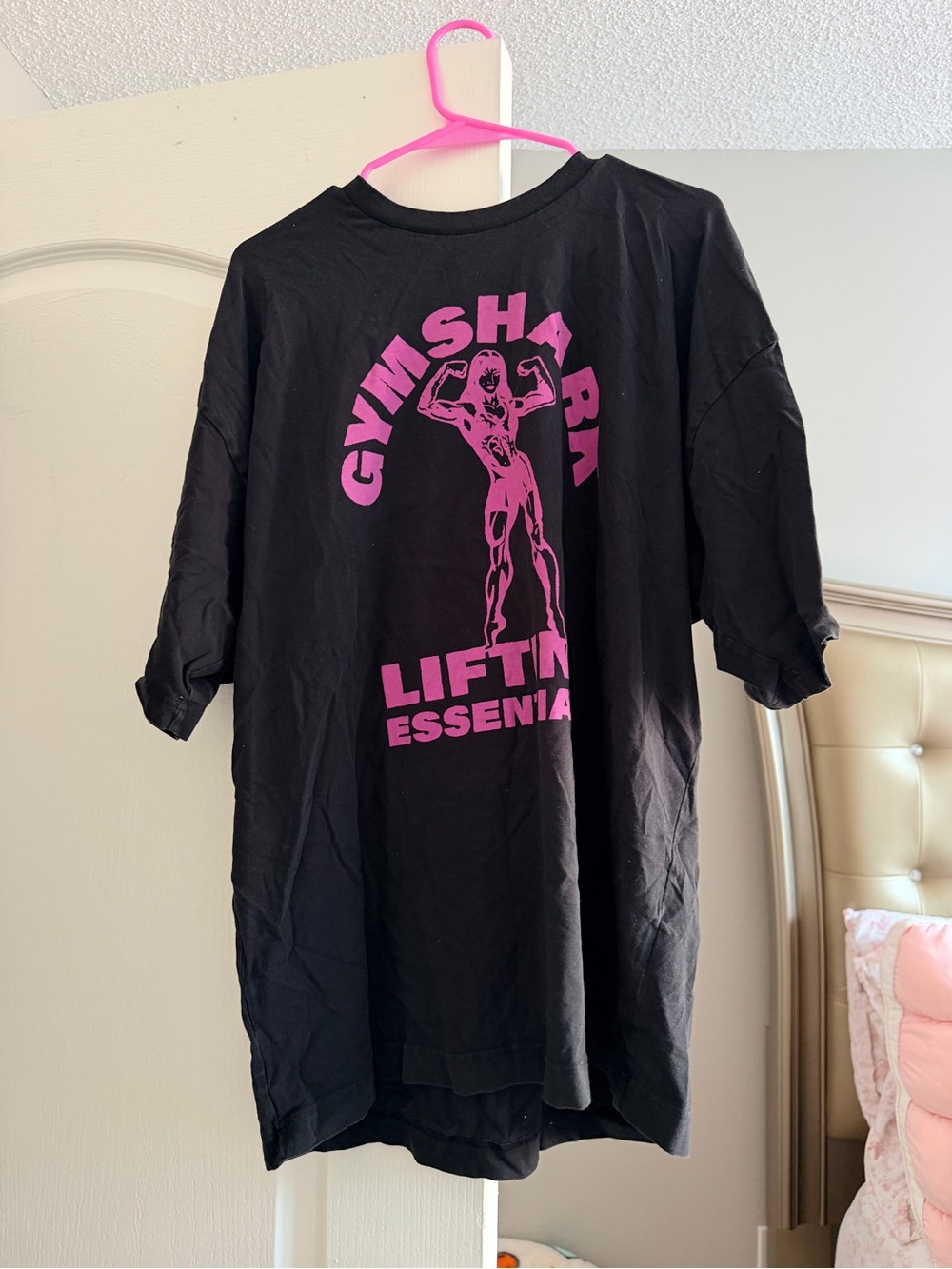 Gymshark Women’s Black Tee with Pink Graphic